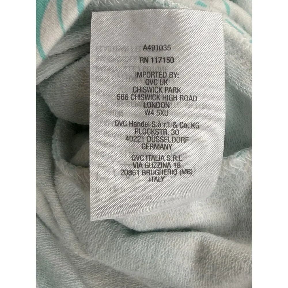 Belle Beach by Kim Gravel French Terry Short Sleeve Hoodie Light Aqua Palm XL - Picture 11 of 12